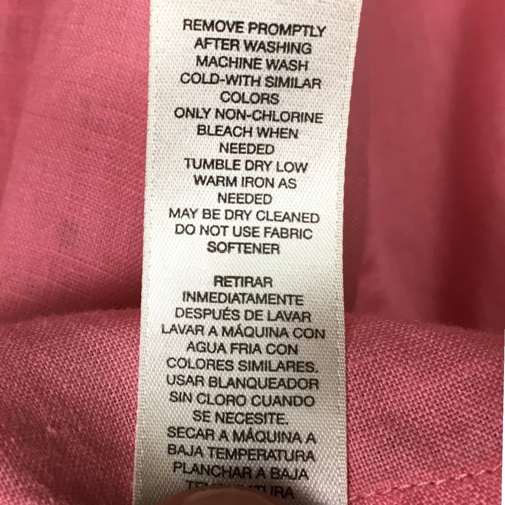 Chico's No-Iron 100% Linen Roll-Tab Button Down Shirt 1 Pink - Picture 6 of 8